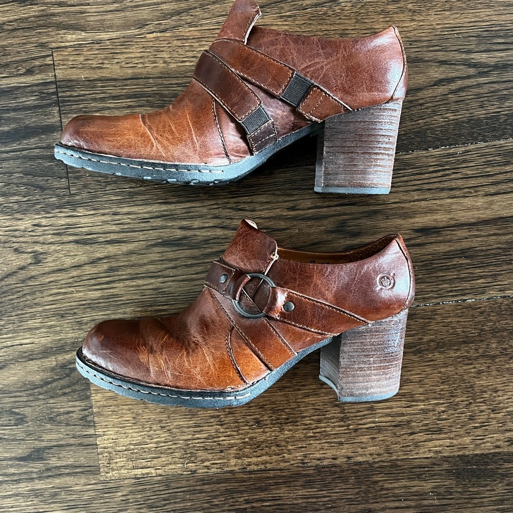 Born Chestnut Leather Heeled Boots